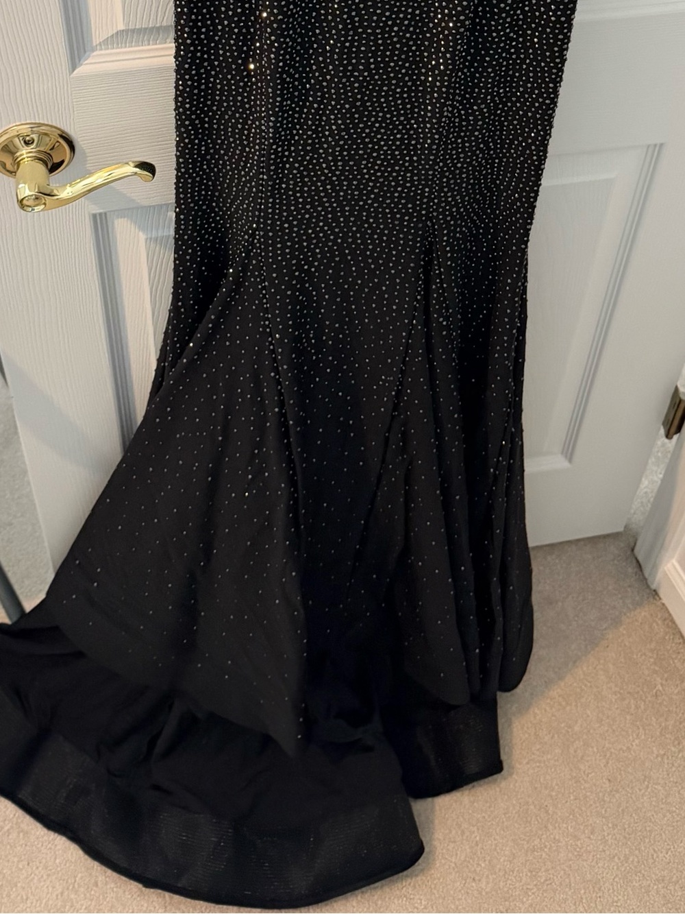 Sherri Hill Black Crystal-Embellished V-Neck Maxi Gown - Picture 2 of 6